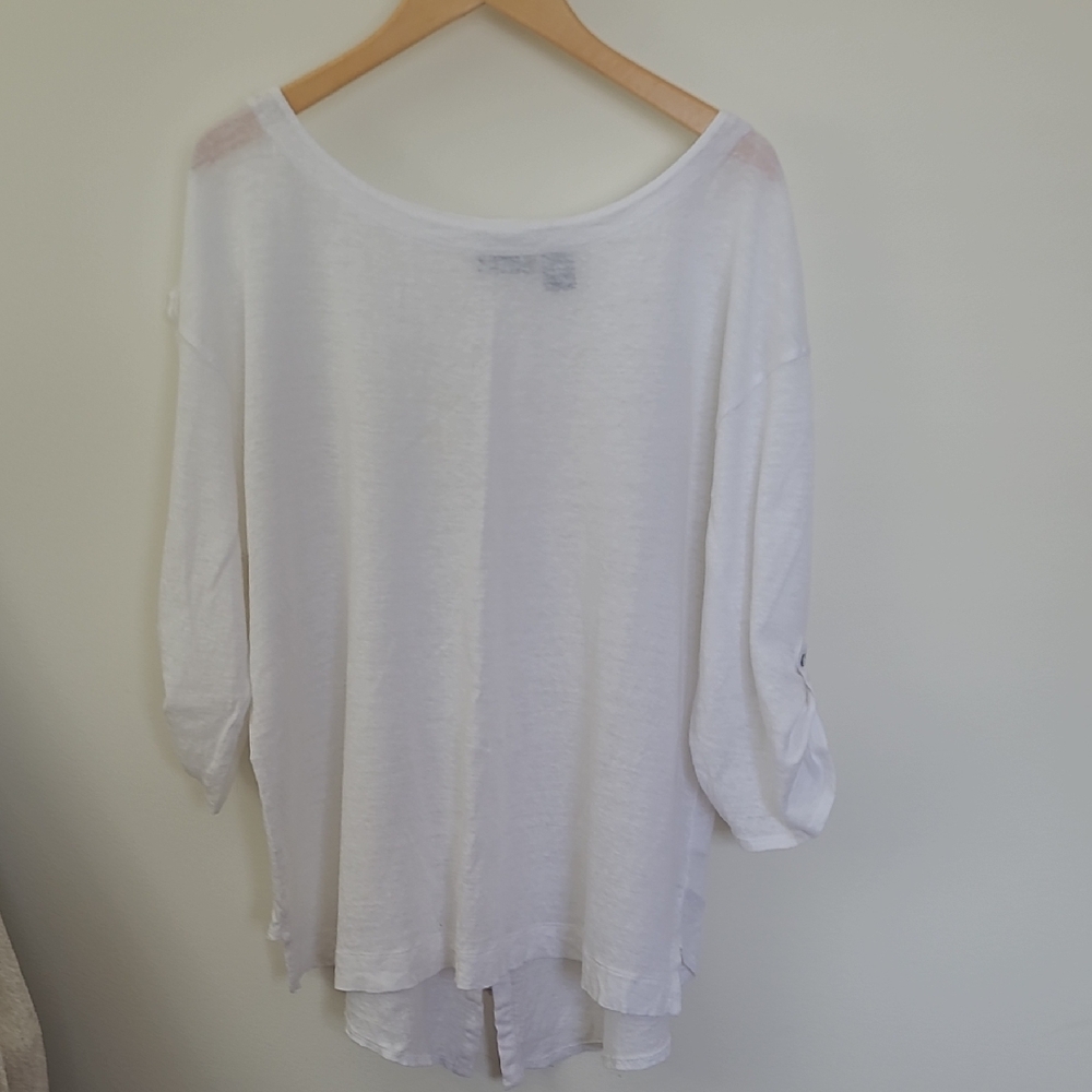 Adrienne Vittadini White Linen Tunic 2x